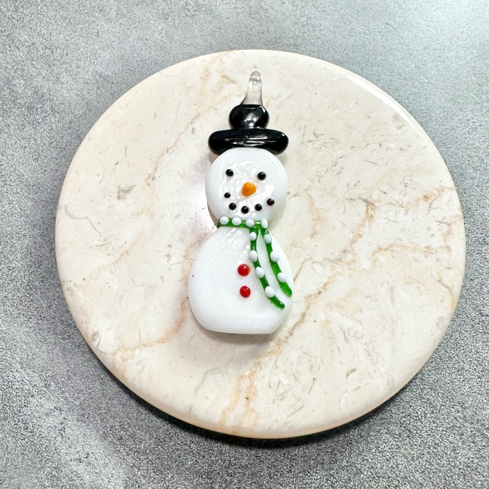 Art Glass Snowman Christmas Pendant